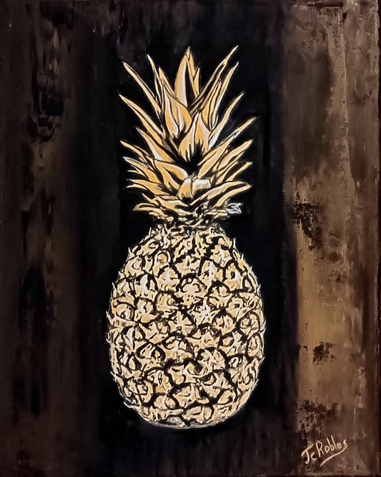 L'ananas, petite toile (24x30) résolument moderne.